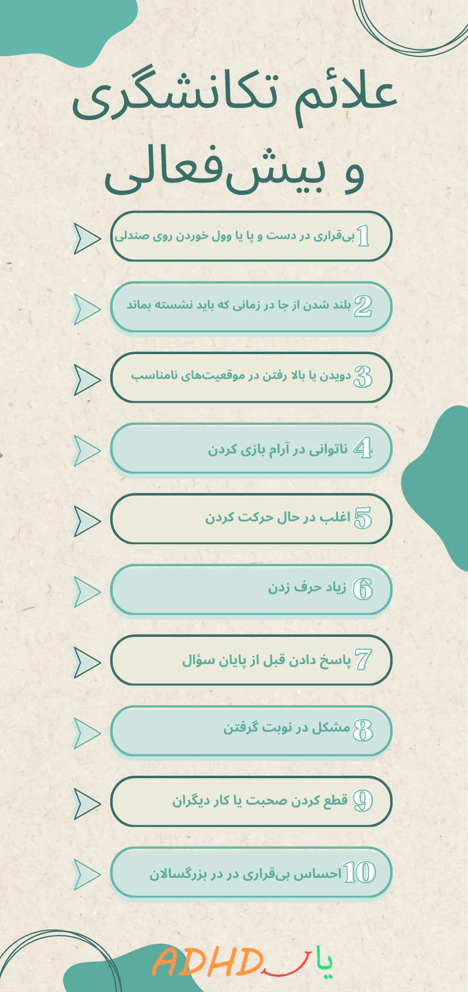 علائم بیش فعالی و تکانشگری